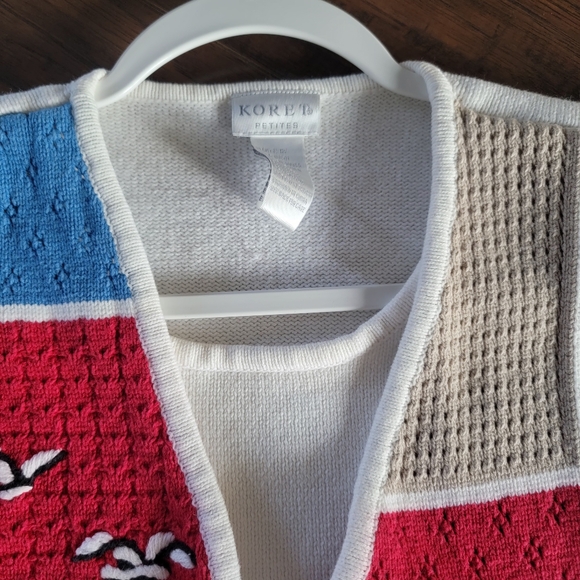 Vintage Koret‎ Thick Knitted Cotton Blend Short Sleeve Cardigan Shirt Sweater - Picture 4 of 11